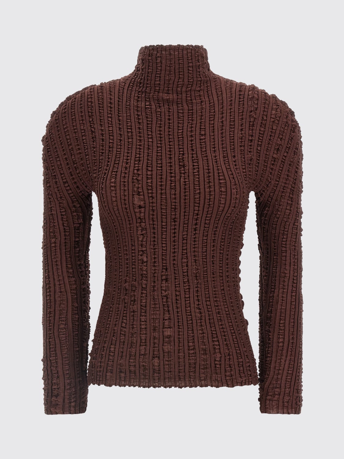 ISSEY MIYAKE PULLOVER: Strickjacke damen Issey Miyake, Braun - Img 1