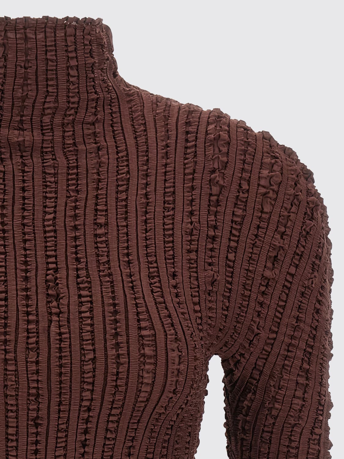 ISSEY MIYAKE PULLOVER: Strickjacke damen Issey Miyake, Braun - Img 3