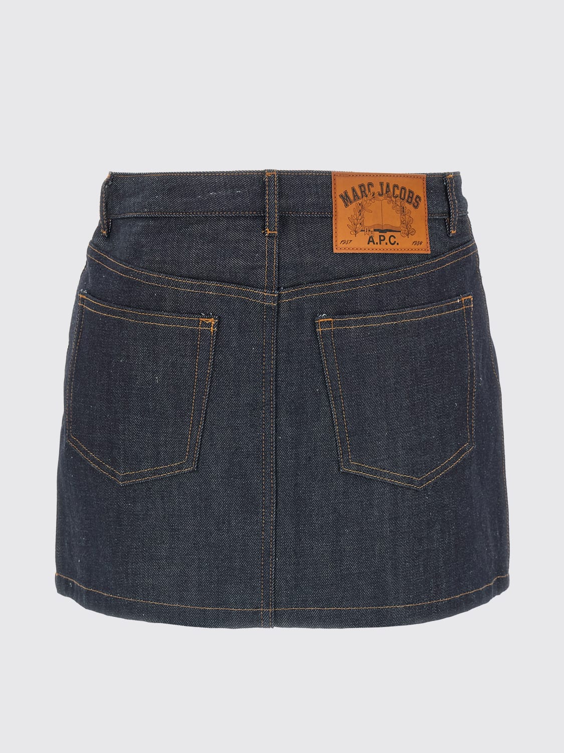 A.P.C. GONNA: Gonna di jeans con slogan A.P.C., Blue - Img 2