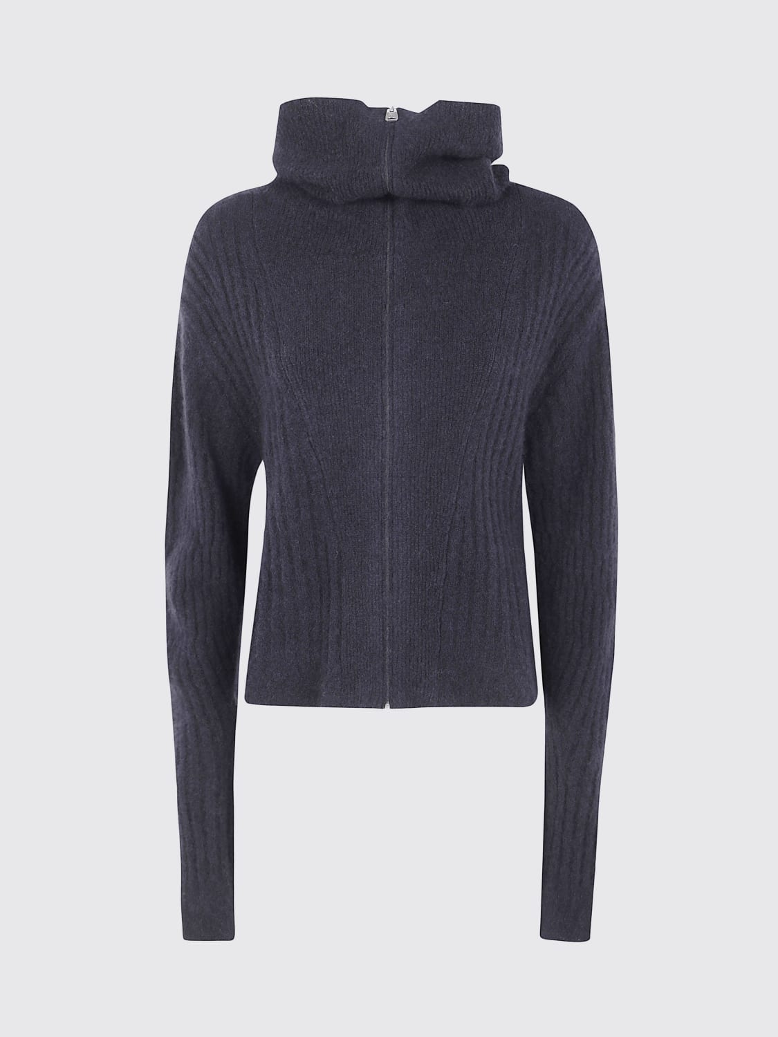 MRZ MAGLIA: Cardigan in cashmere e seta con zip Mrz, Nero - Img 1