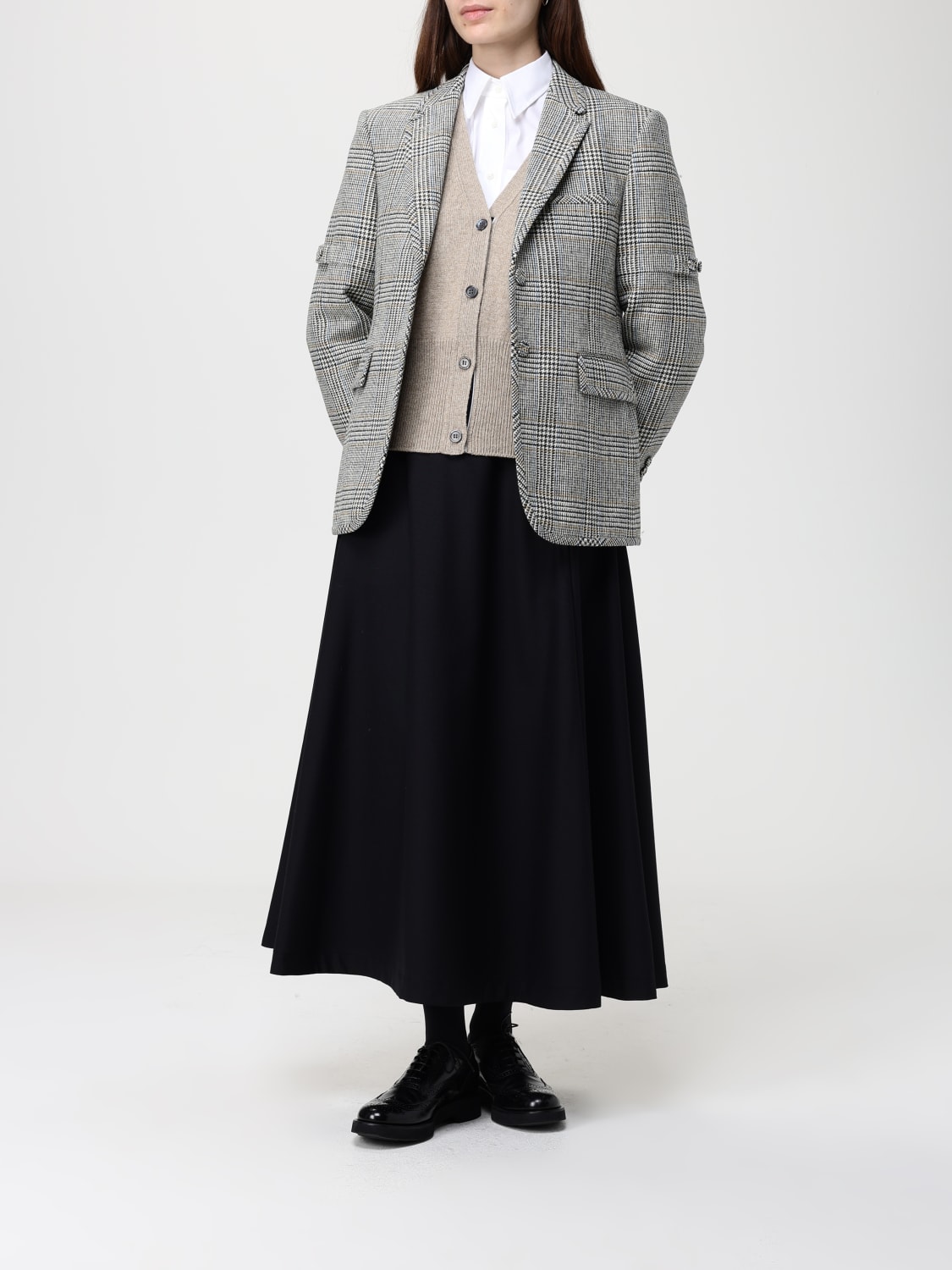 THOM BROWNE GIACCA: Blazer monopetto Thom Browne in lana check, Bianco - Img 2