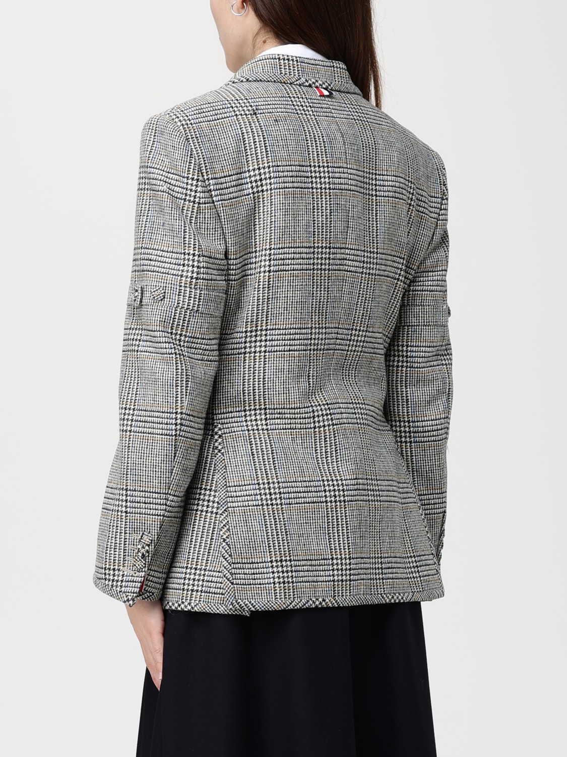 THOM BROWNE GIACCA: Blazer monopetto Thom Browne in lana check, Bianco - Img 3