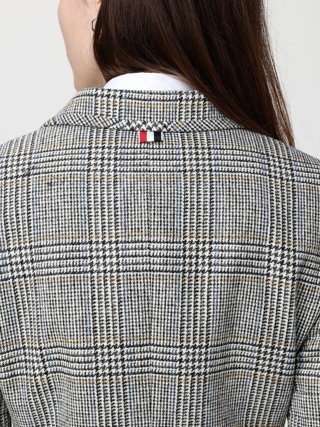 THOM BROWNE GIACCA: Blazer monopetto Thom Browne in lana check, Bianco - Img 5