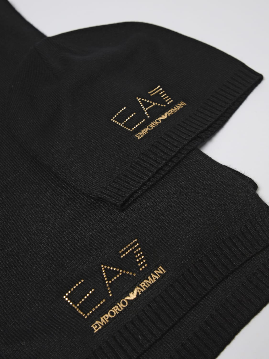 EA7 CAPPELLO: Set accessori cappello e sciarpa con logo Ea7, Nero - Img 3