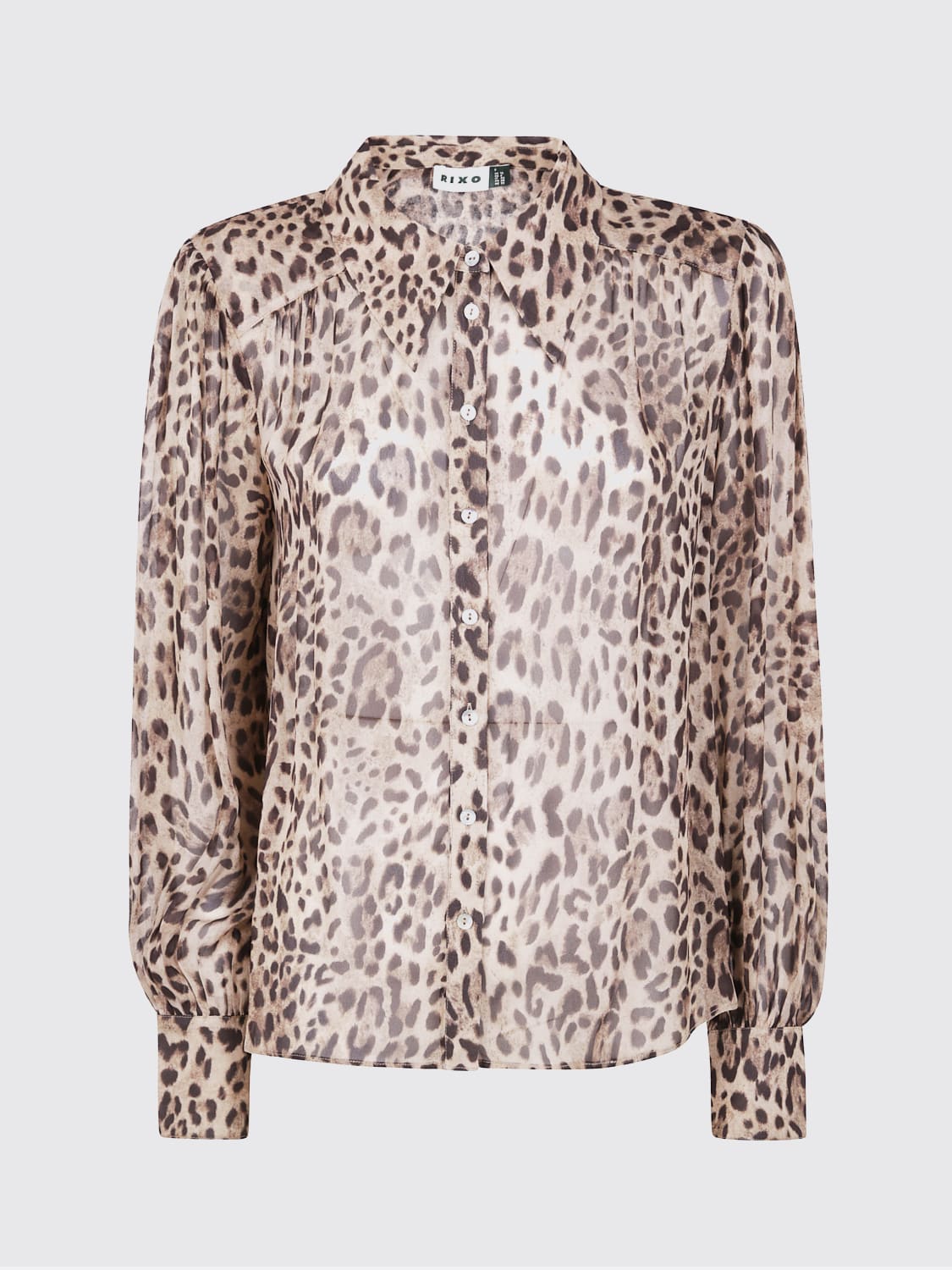 RIXO LONDON CAMICIA: Camicia Rixo London in viscosa con stampa animalier , Marrone - Img 1