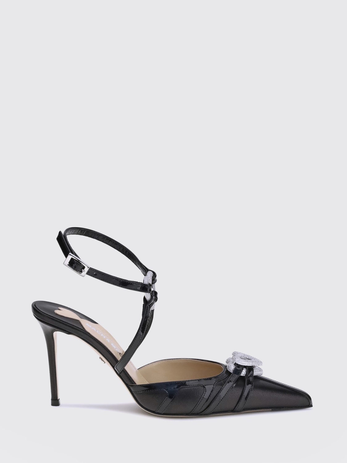 MACH&MACH DÉCOLLETÉ: Pump Double Heart Mach&Mach in nappa e vernice con strass , Nero - Img 1