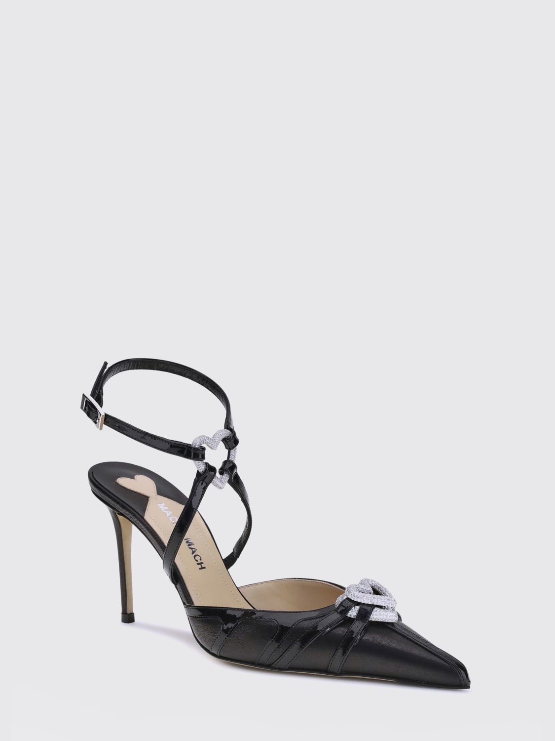 MACH&MACH DÉCOLLETÉ: Pump Double Heart Mach&Mach in nappa e vernice con strass , Nero - Img 2