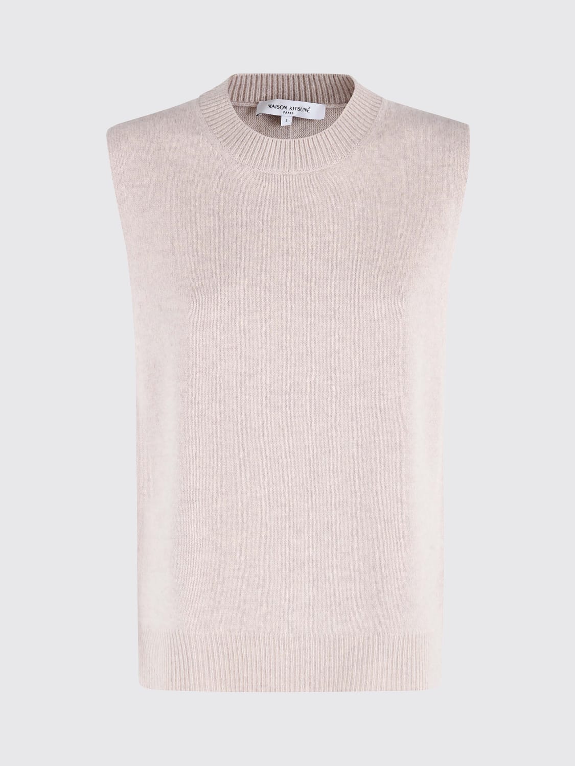 MAISON KITSUNÉ GILET: Gilet femme Maison KitsunÉ, Beige - Img 1