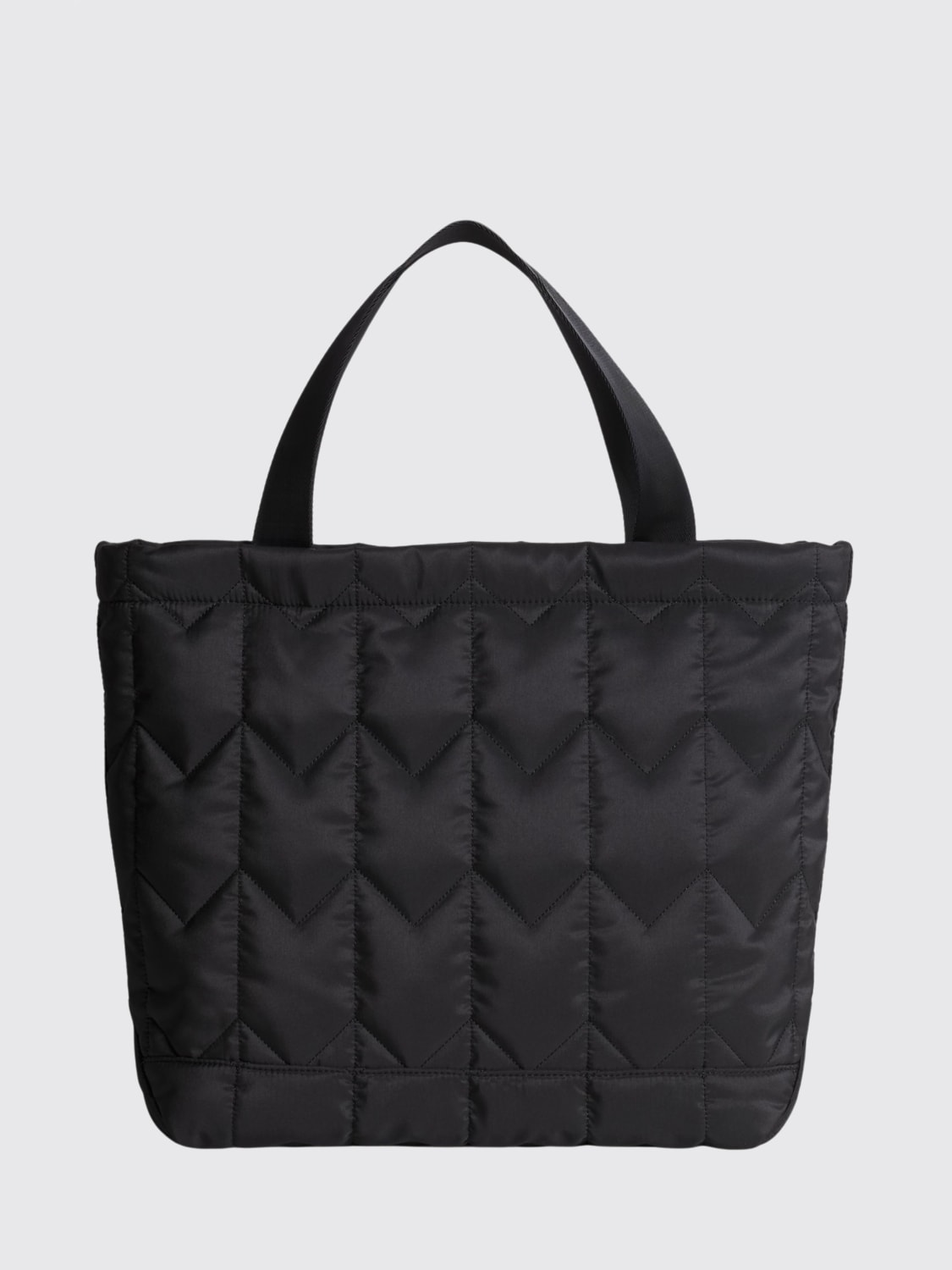 MAISON KITSUNÉ BORSA TOTE: Borsa Maison Kitsuné in nylon trapuntato chevron , Nero - Img 2