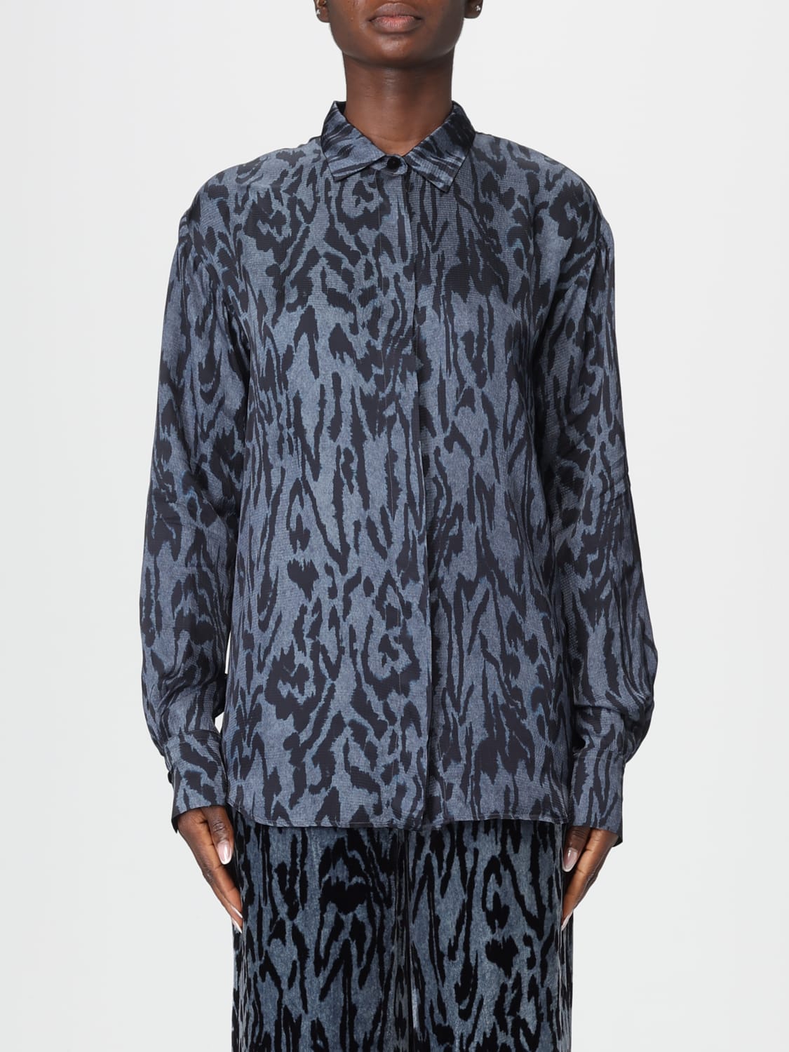 FORTE FORTE HEMDBLUSE: Hemdbluse damen Forte Forte, Blau - Img 1