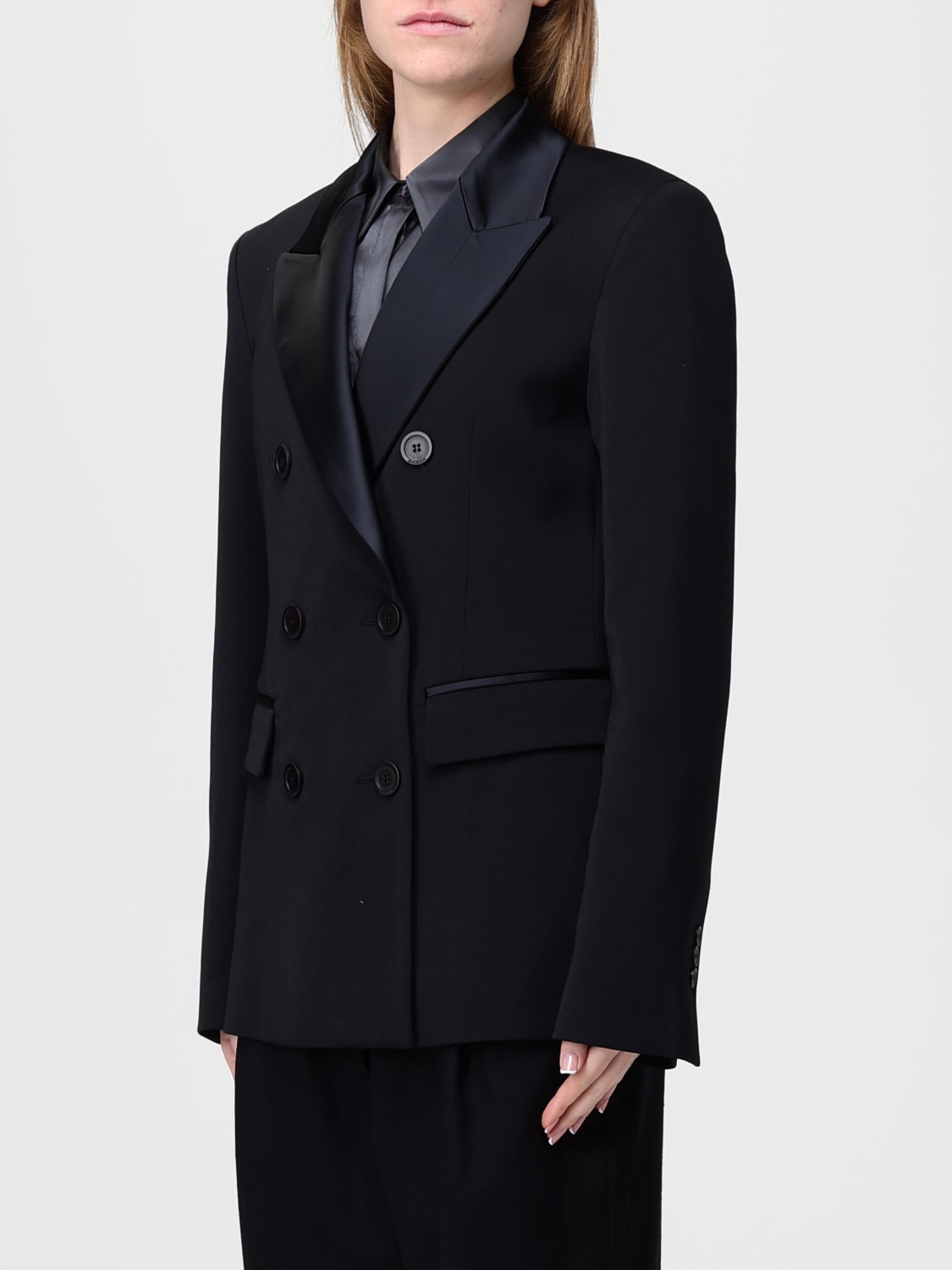 SEMICOUTURE GIACCA: Blazer doppiopetto Semicouture in lana , Nero - Img 4