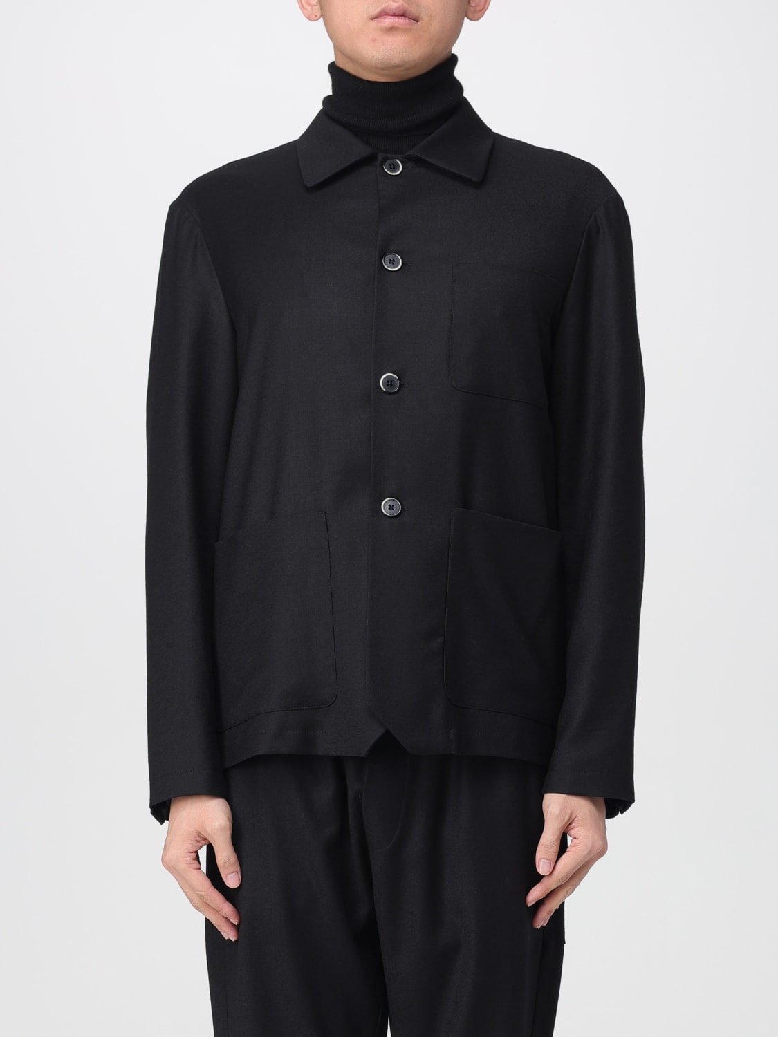 BARENA GIACCA: Overshirt Barena in lana , Nero - Img 1