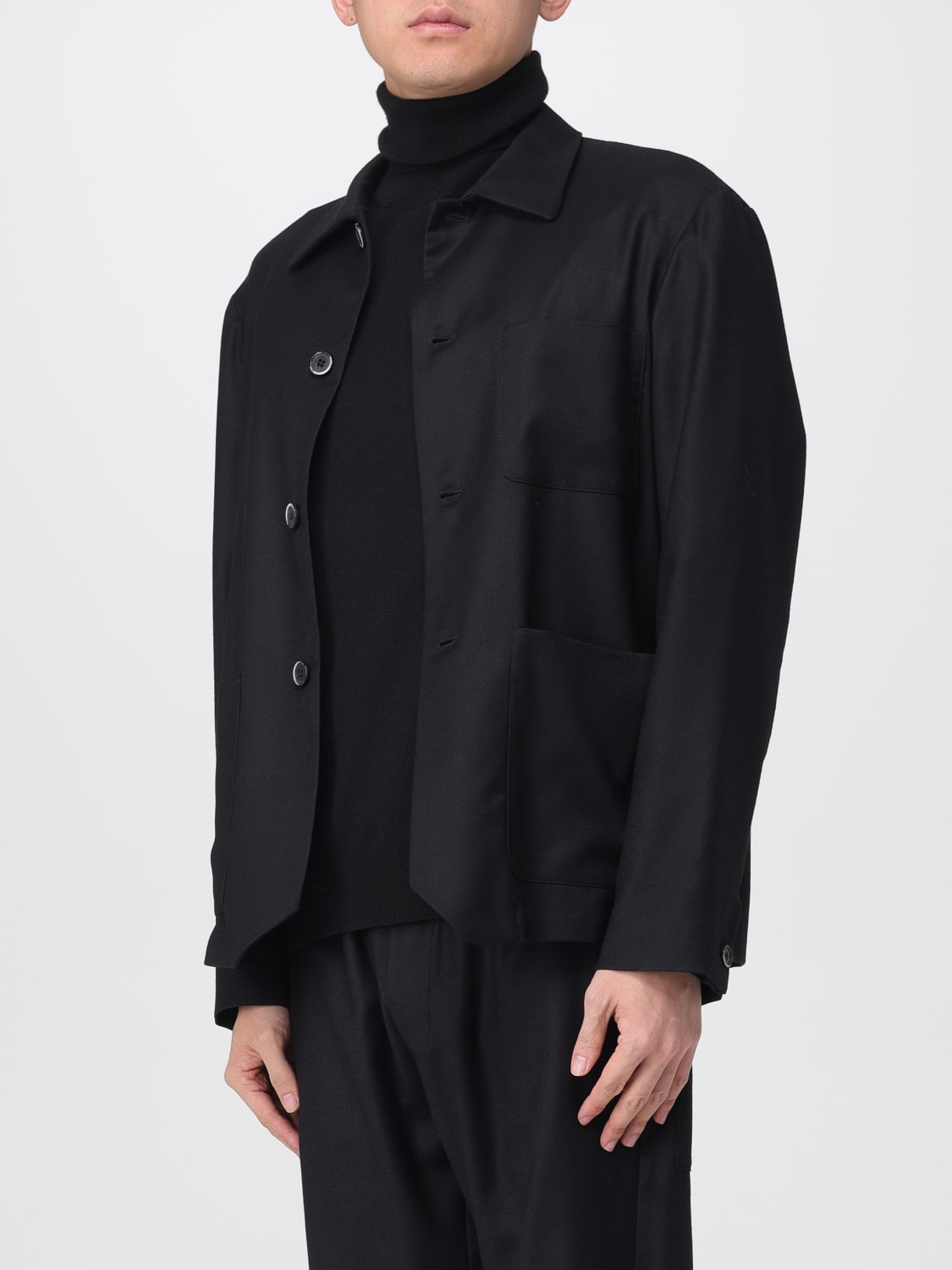 BARENA GIACCA: Overshirt Barena in lana , Nero - Img 3