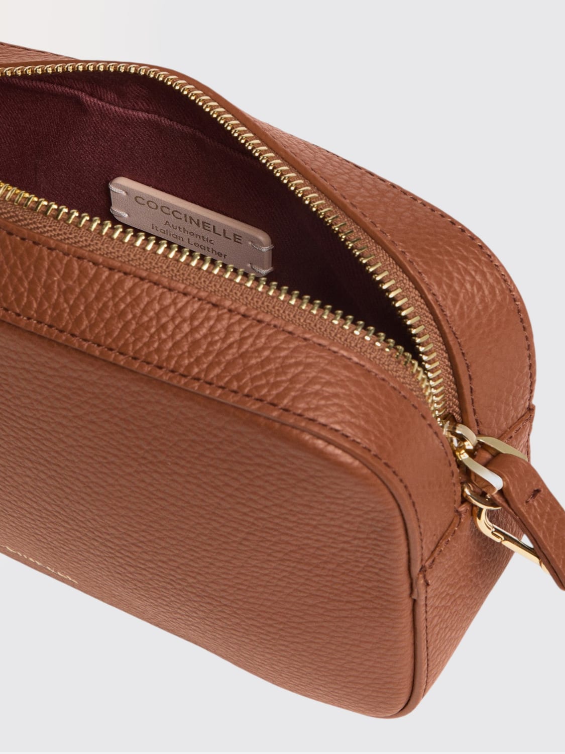 COCCINELLE BORSA MINI: Borsa Tebe Small Coccinelle in pelle a grana , Bruciato - Img 3