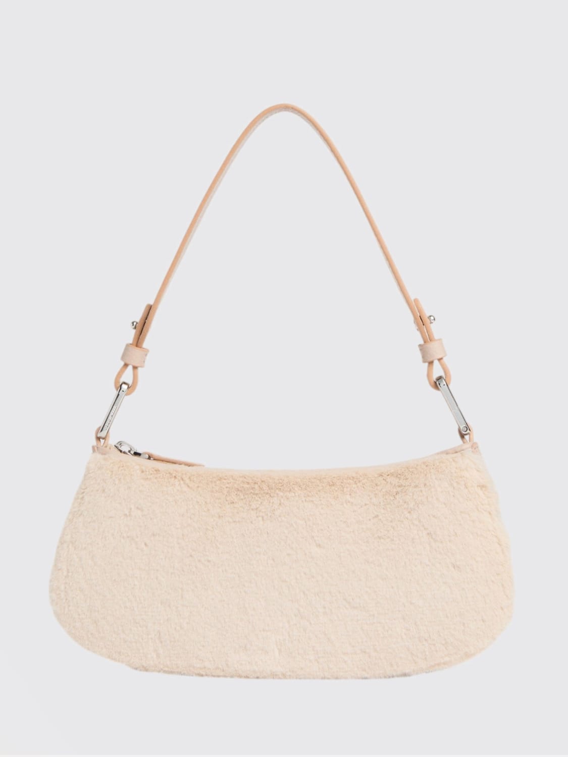 COCCINELLE BORSA MINI: Borsa Merveille Coccinelle in pelliccia sintetica e pelle martellata , Naturale - Img 1