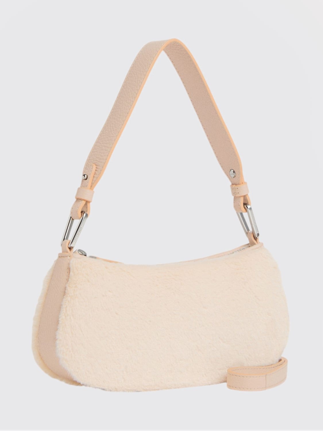 COCCINELLE BORSA MINI: Borsa Merveille Coccinelle in pelliccia sintetica e pelle martellata , Naturale - Img 2