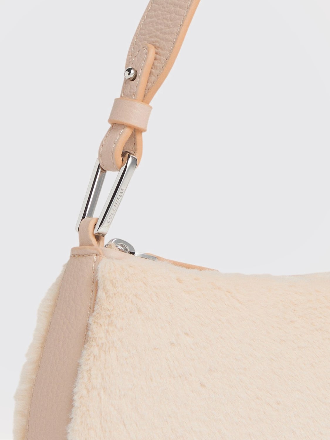 COCCINELLE BORSA MINI: Borsa Merveille Coccinelle in pelliccia sintetica e pelle martellata , Naturale - Img 3