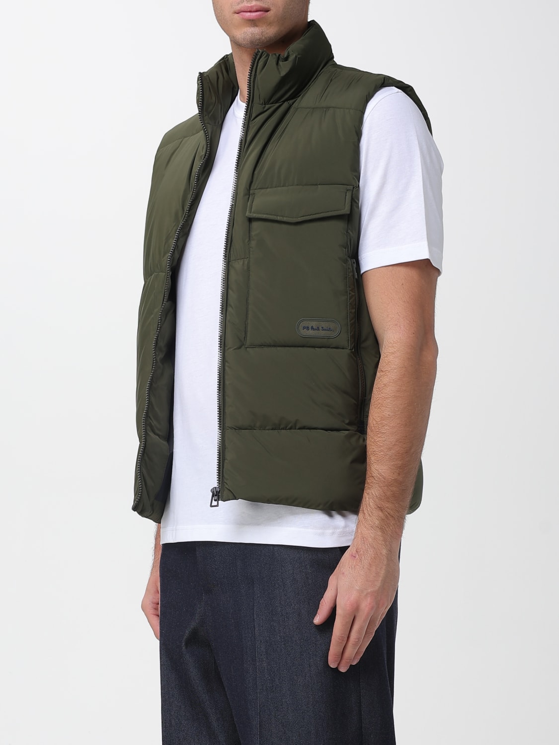 PS PAUL SMITH GILET: Gilet PS Paul Smith in nylon riciclato , Verde - Img 3