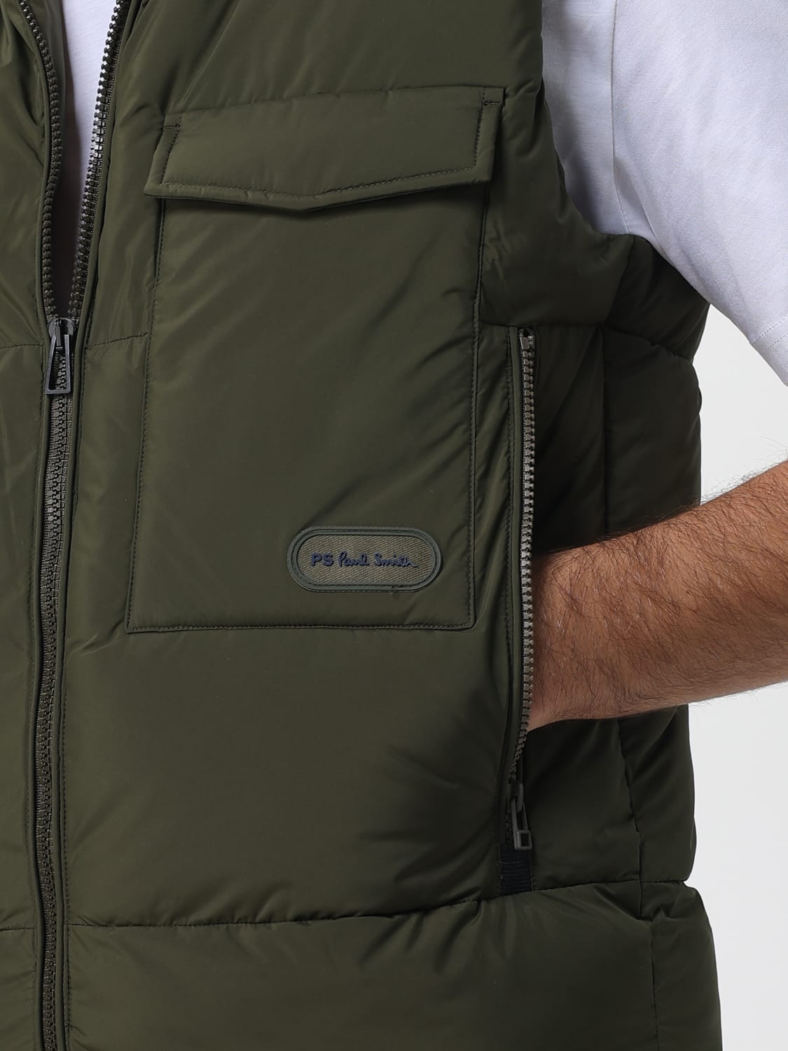 PS PAUL SMITH GILET: Gilet PS Paul Smith in nylon riciclato , Verde - Img 4