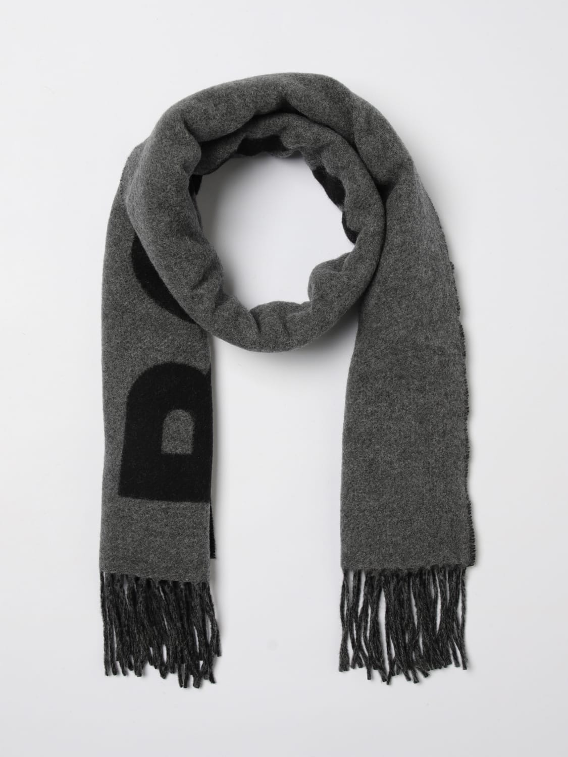 BOSS SCIARPA: Sciarpa Boss in lana con logo , Grigio - Img 2