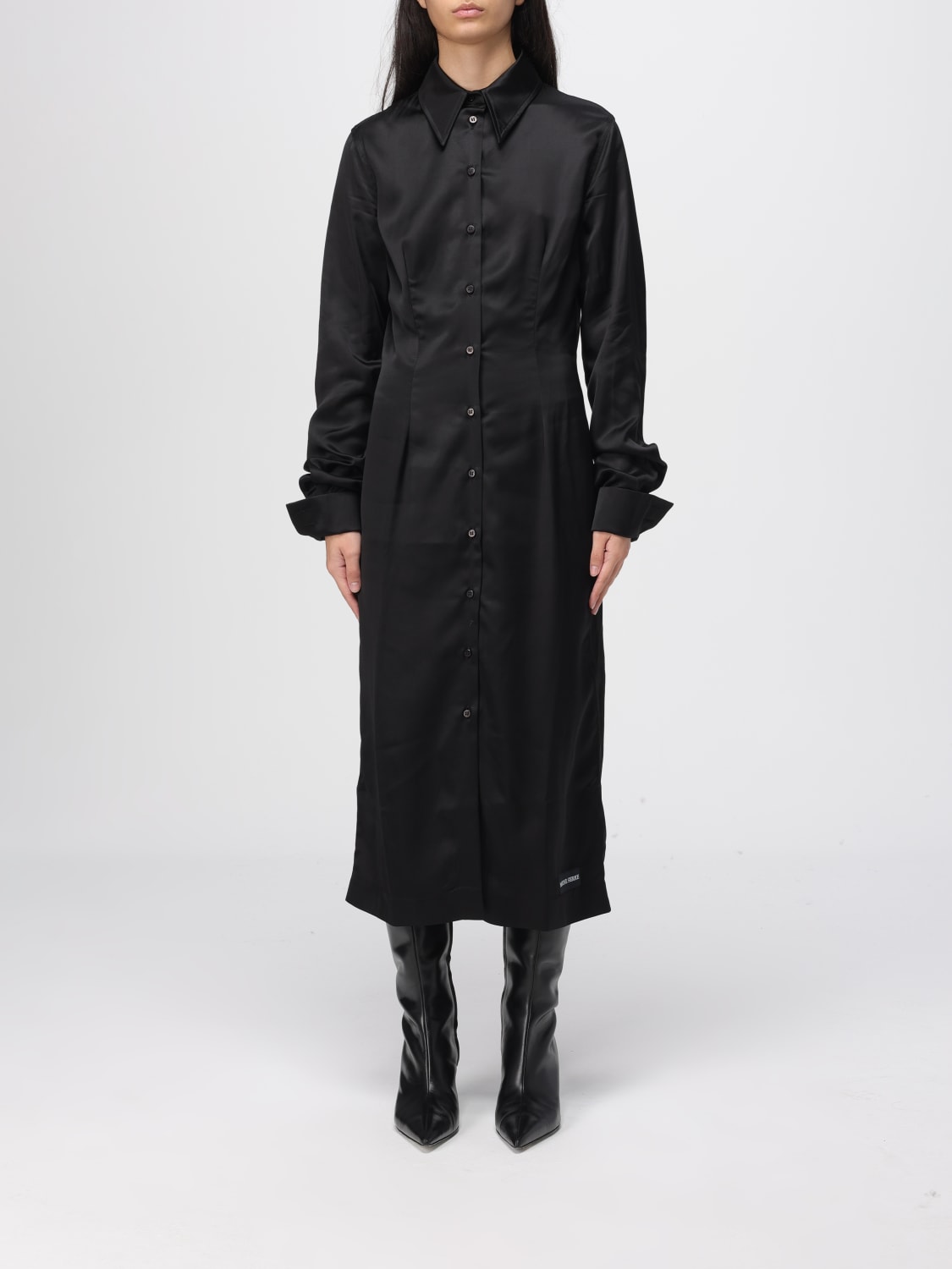 MARINE SERRE ABITO: Abito chemisier Marine Serre in viscosa, Nero - Img 1