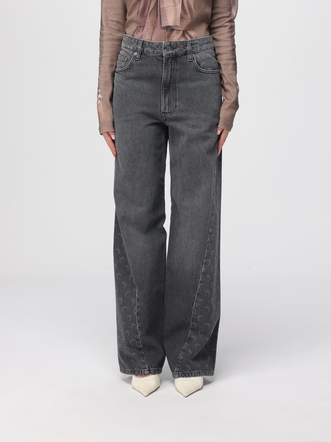 MARINE SERRE VAQUEROS: Vaqueros mujer Marine Serre, Gris - Img 1