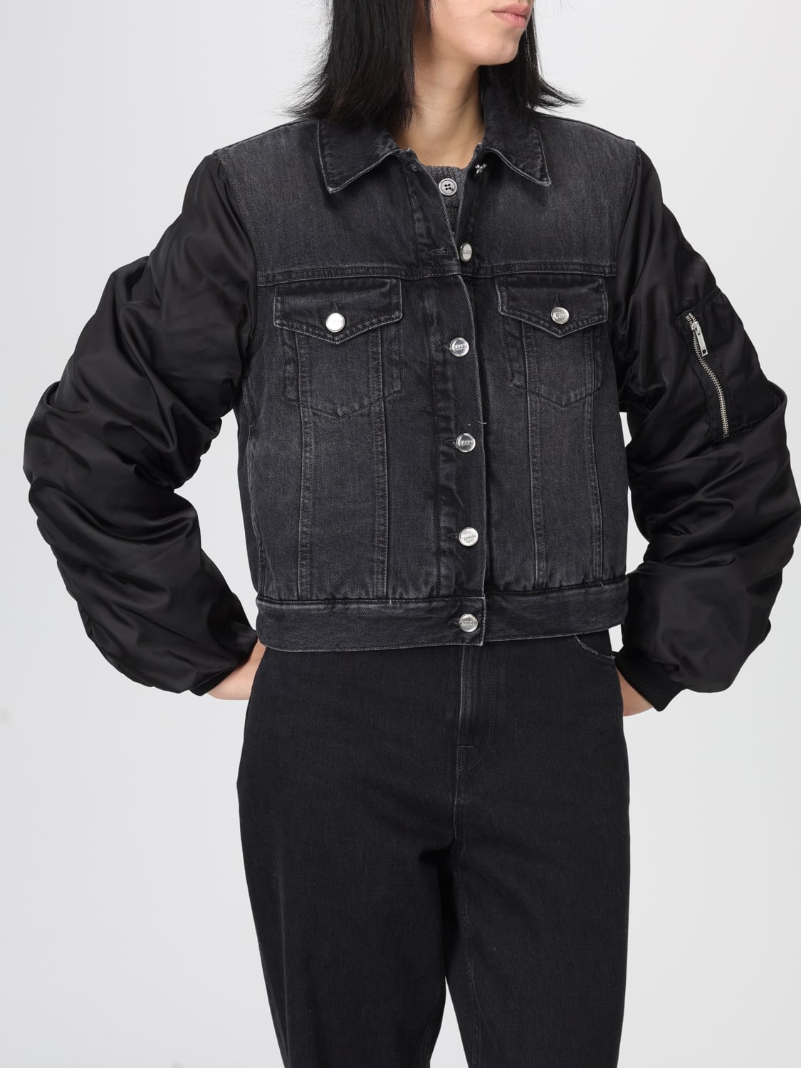 GANNI JACKET: Ganni women's denim jacket, Black - Img 5