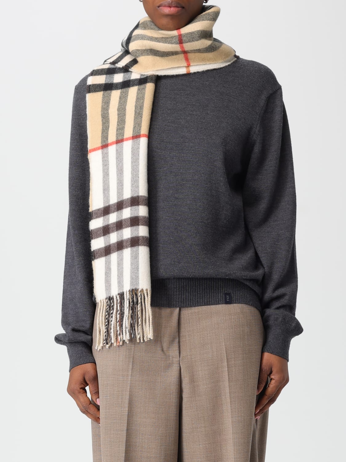 BURBERRY SCIARPA: Sciarpa Check Burberry in cashmere , Beige - Img 2
