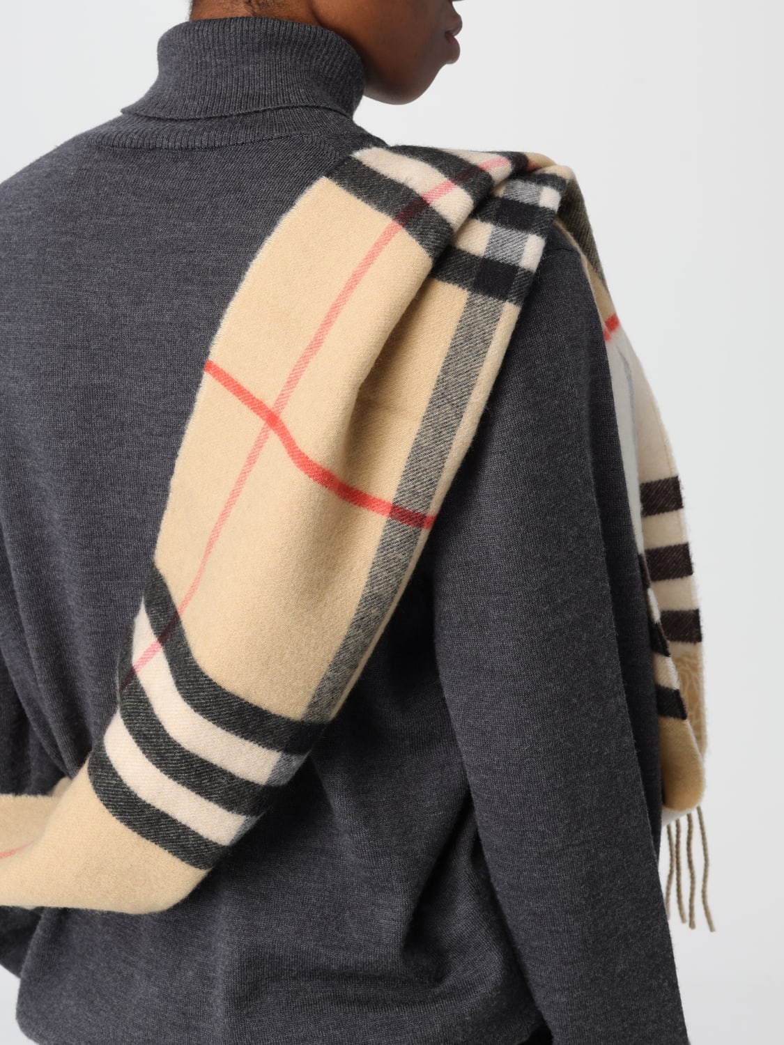 BURBERRY SCIARPA: Sciarpa Check Burberry in cashmere , Beige - Img 4