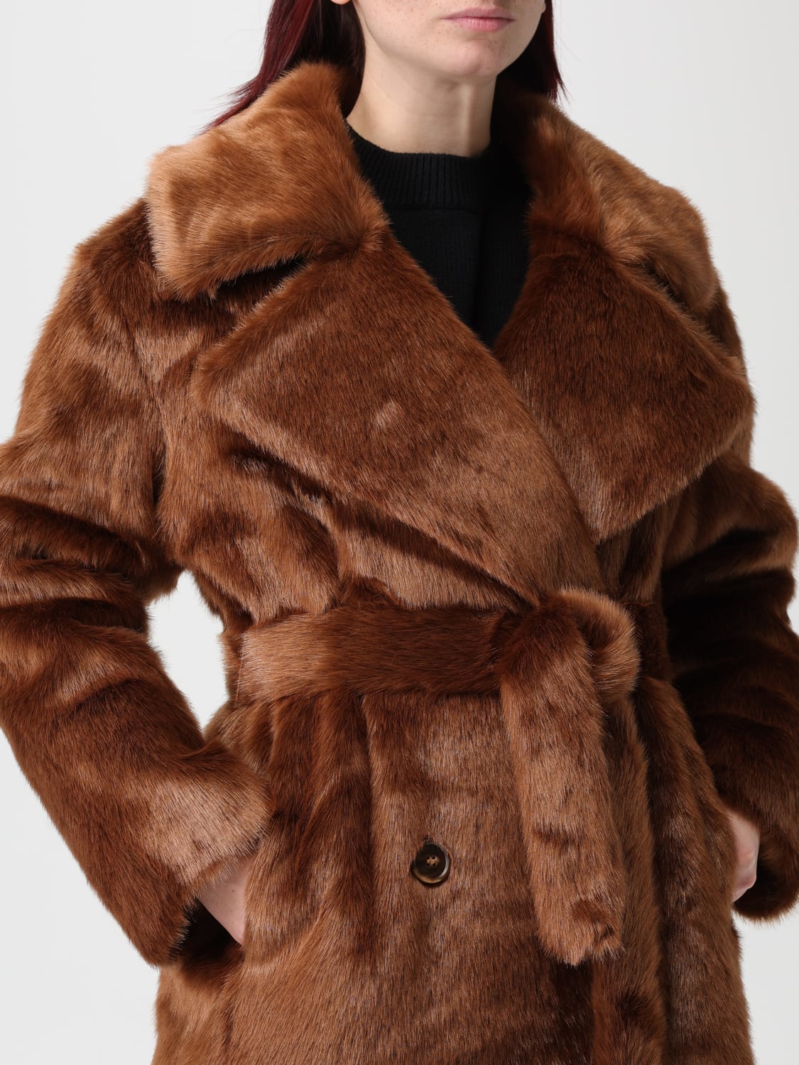 THE FRANKIE SHOP FUR COAT: Coat woman The Frankie Shop, Brown - Img 4