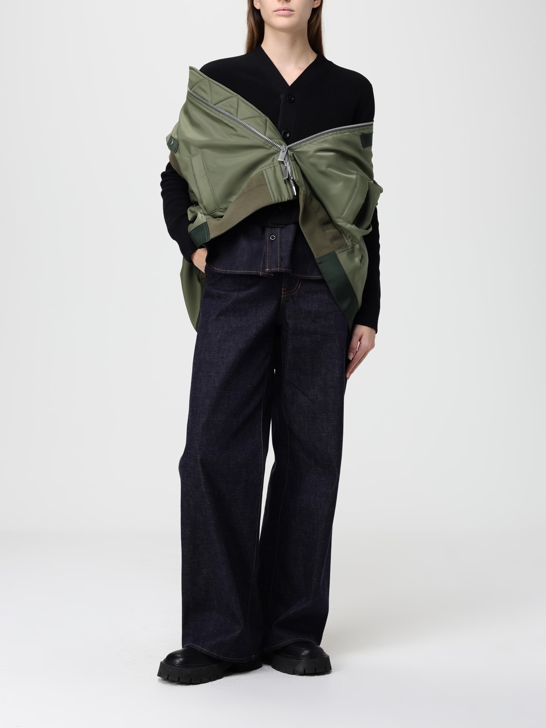 SACAI JACKET: Sweater woman Sacai, Kaki - Img 2