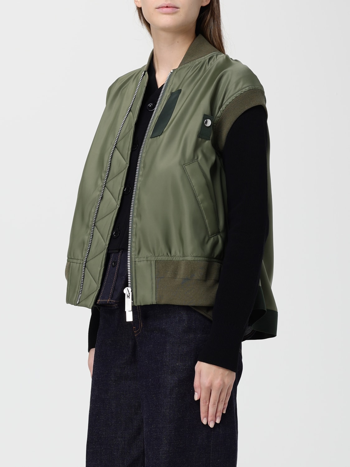 SACAI JACKET: Sweater woman Sacai, Kaki - Img 4