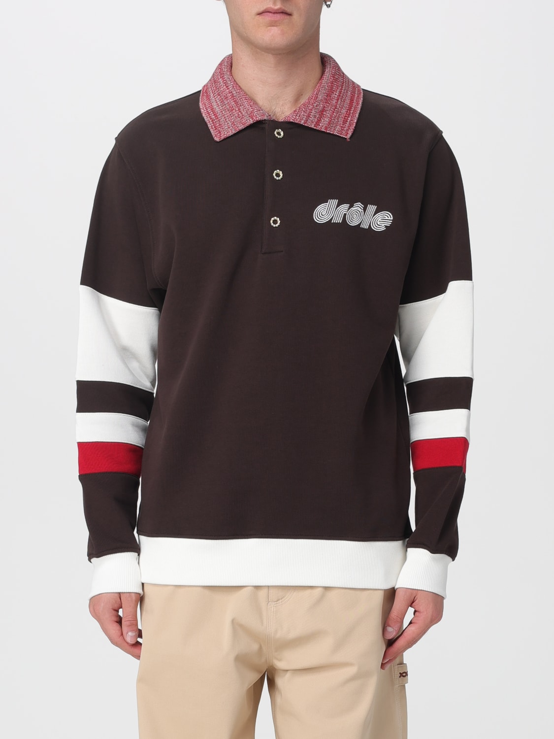 DRÔLE DE MONSIEUR POLO SHIRT: Sweatshirt men Drôle De Monsieur, Brown - Img 1
