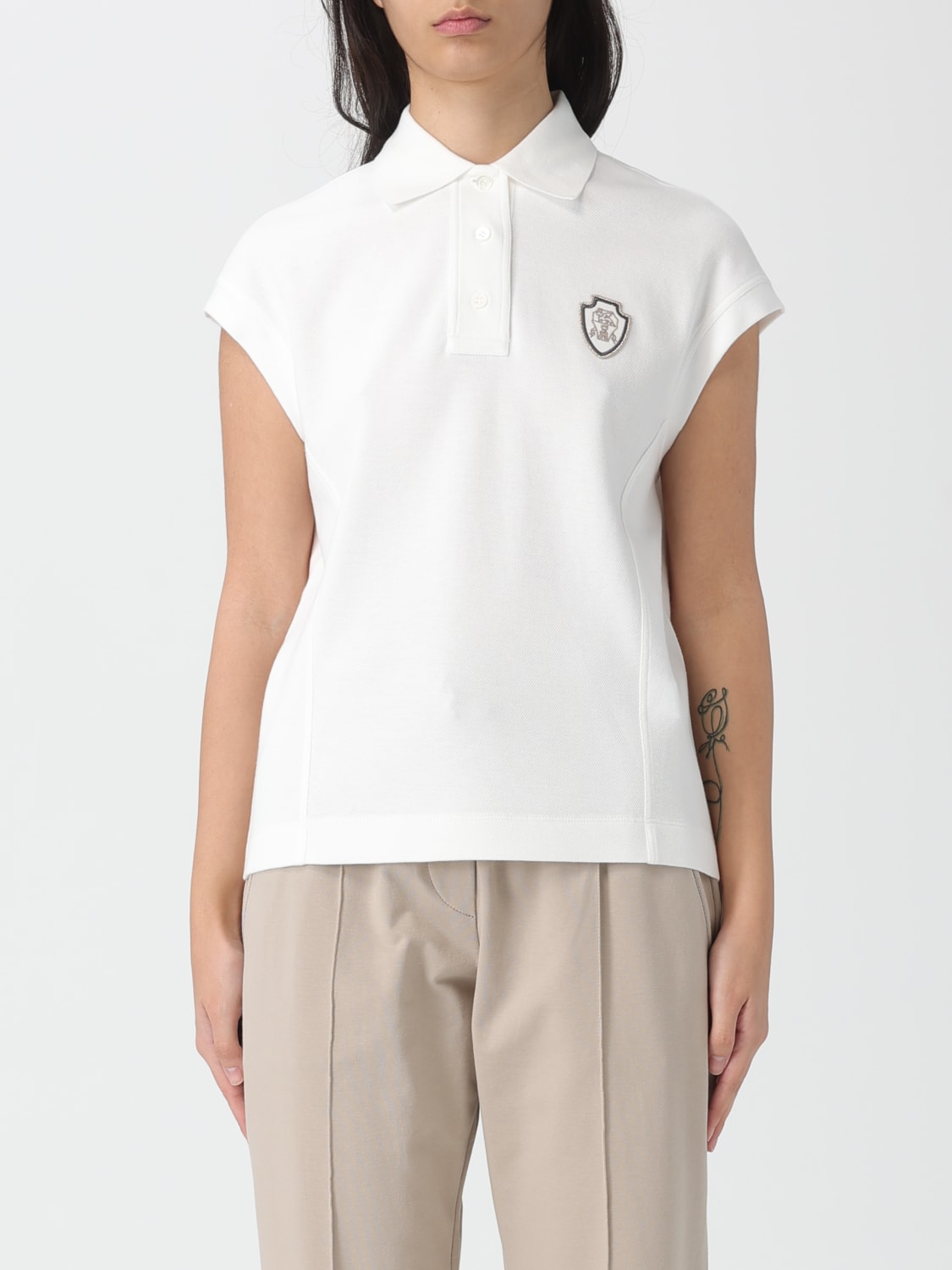 BRUNELLO CUCINELLI POLO: Polo damen Brunello Cucinelli, Weiß - Img 1