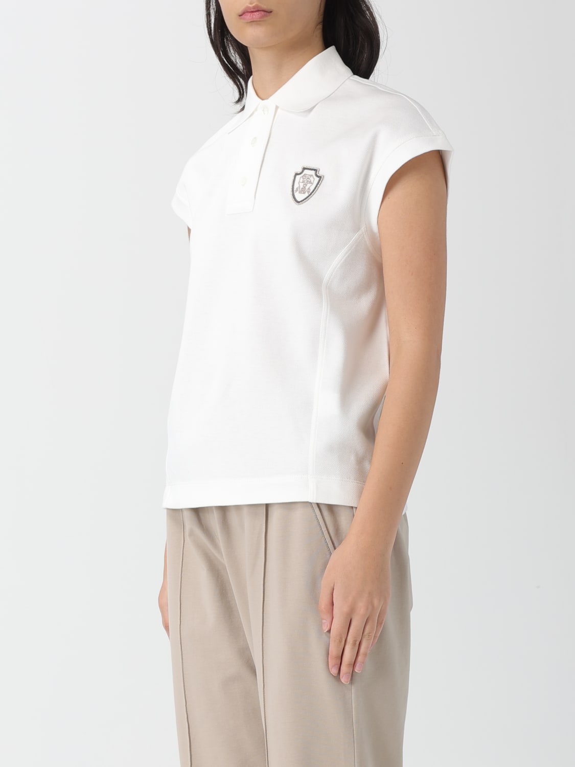 BRUNELLO CUCINELLI POLO: Polo damen Brunello Cucinelli, Weiß - Img 4