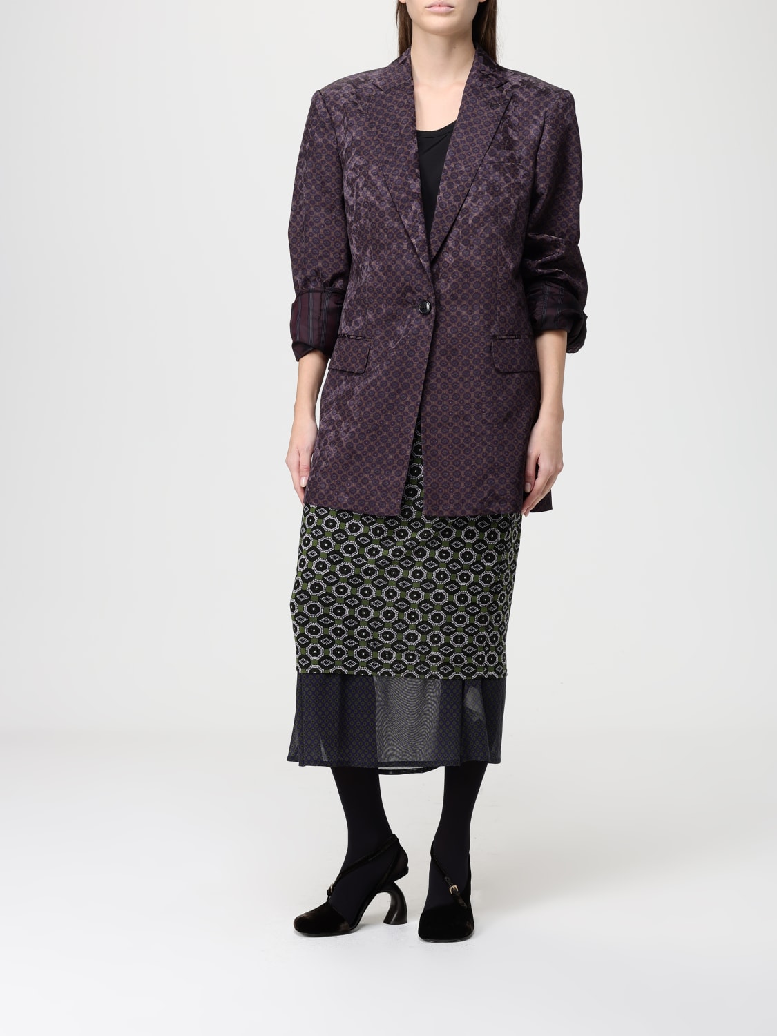 DRIES VAN NOTEN GONNA: Gonna midi Dries Van Noten in jersey stampato , Verde - Img 2