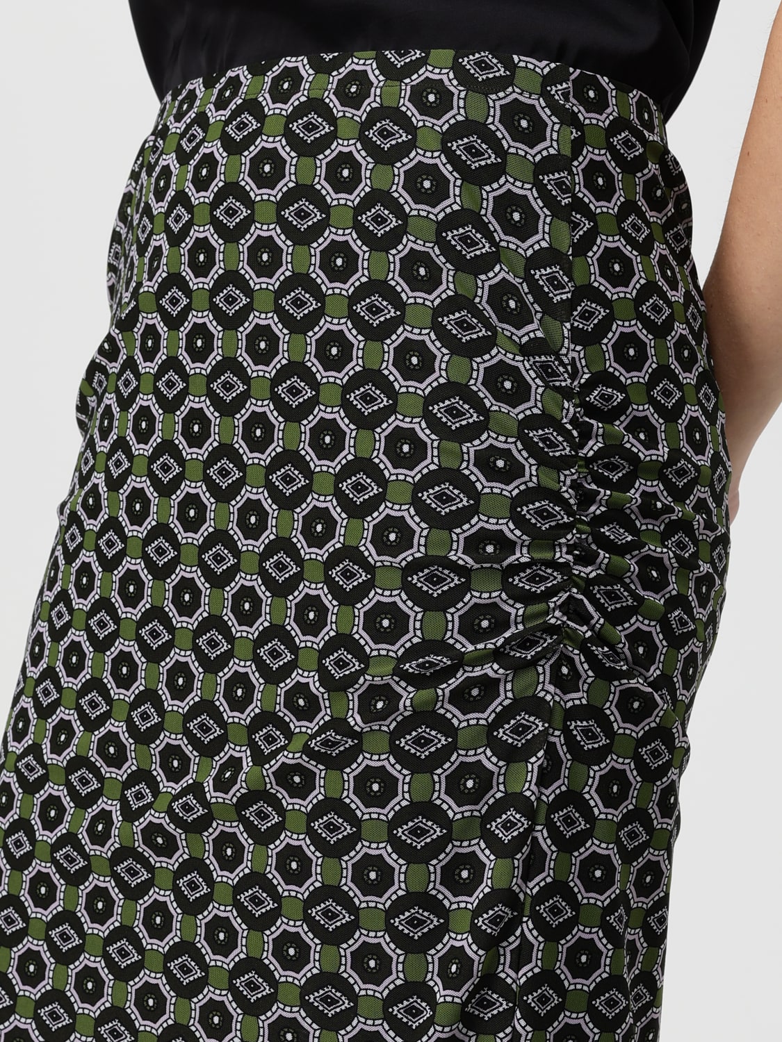 DRIES VAN NOTEN GONNA: Gonna midi Dries Van Noten in jersey stampato , Verde - Img 4