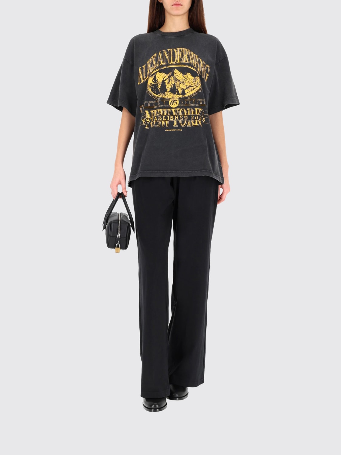 ALEXANDER WANG T-SHIRTS: T-shirts in cotone stampata Alexander Wang, Nero - Img 2