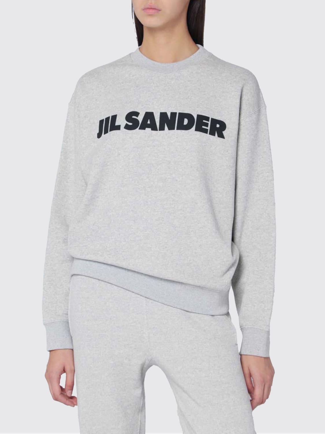 JIL SANDER FELPA: Felpa girocollo Jil Sander in cotone con logo , Verde - Img 1