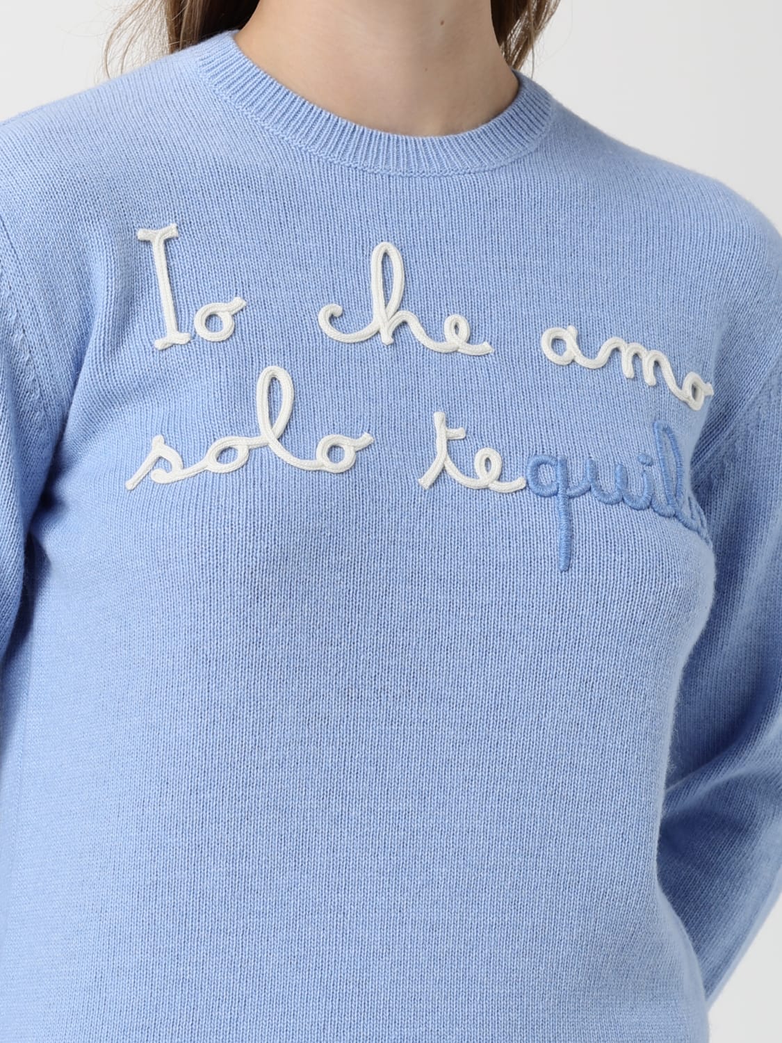 MC2 SAINT BARTH MAGLIA: Maglia a girocollo Mc2 Saint Barth in lana e cashmere, Celeste - Img 3