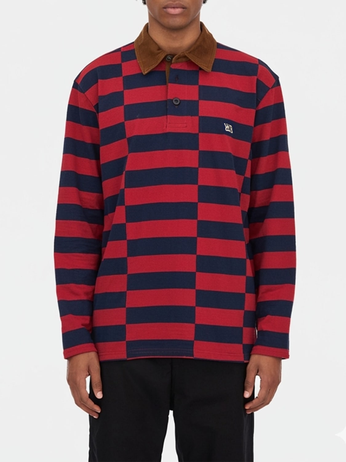 WALES BONNER POLO: Polo in cotone a scacchi Wales Bonner, Blue - Img 1