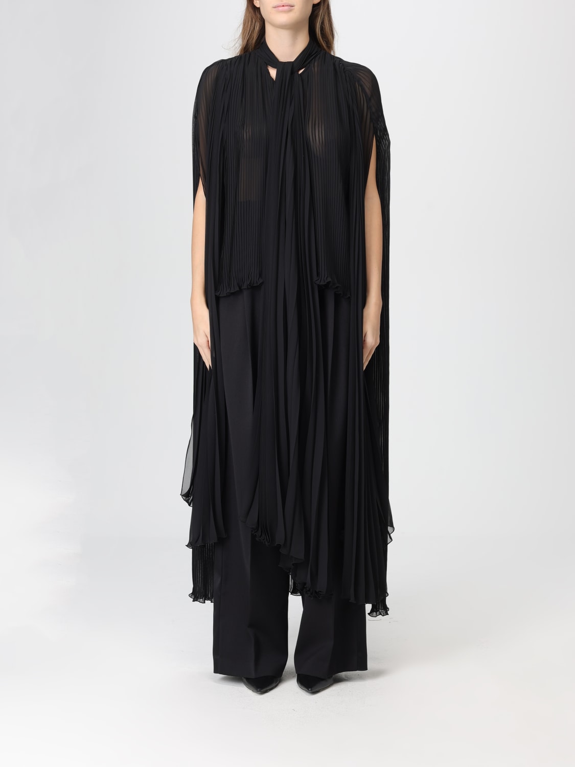 ERIKA CAVALLINI TOP: Blusa Erika Cavallini plissettata in chiffon , Nero - Img 1