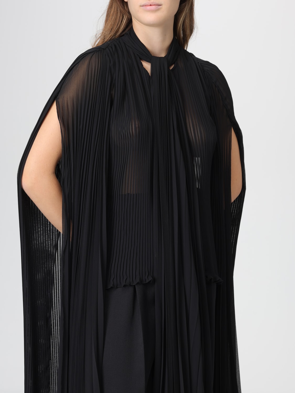 ERIKA CAVALLINI TOP: Blusa Erika Cavallini plissettata in chiffon , Nero - Img 3