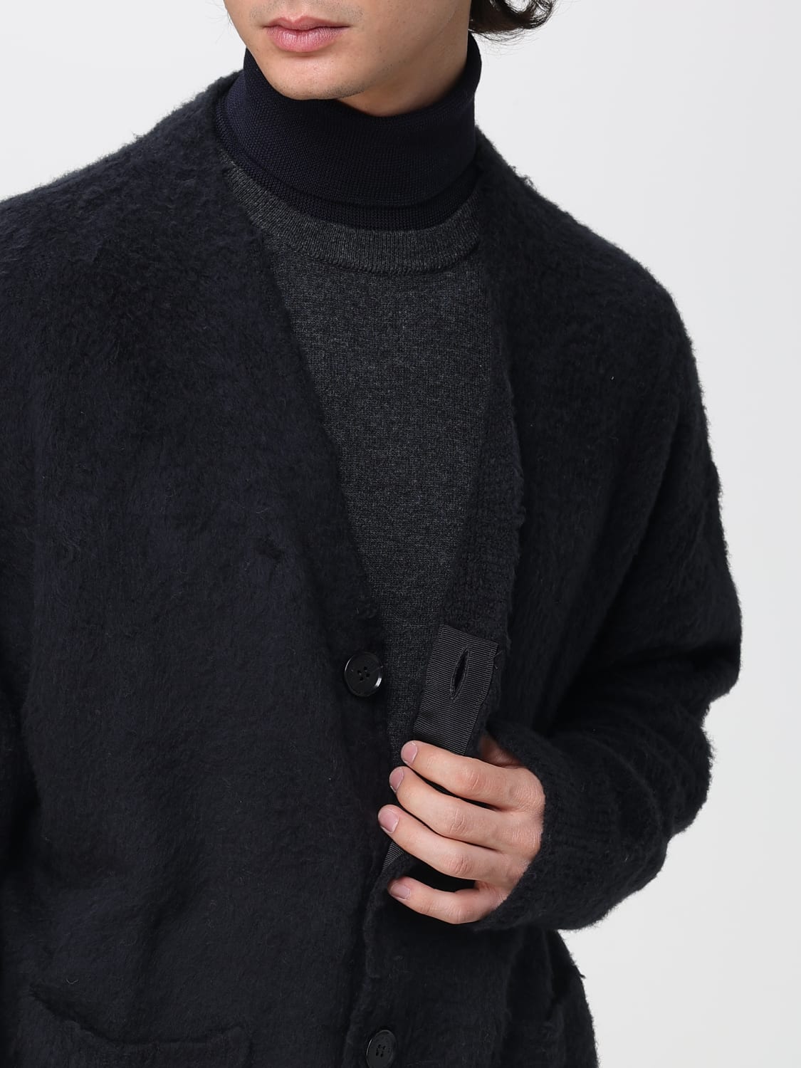ROBERTO COLLINA SWEATER: Cardigan men Roberto Collina, Black - Img 4