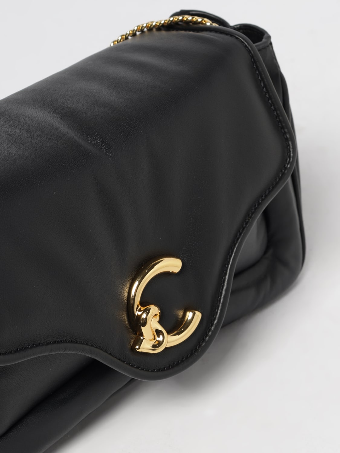 COCCINELLE BORSA A TRACOLLA: Borsa C-Me Fluffy Coccinelle in pelle , Nero - Img 3