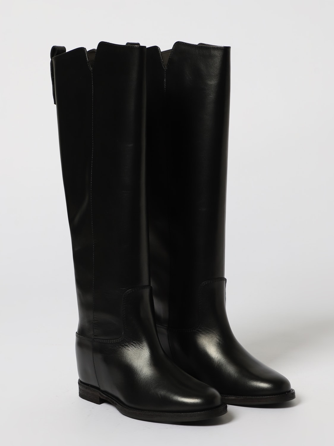 VIA ROMA 15 STIVALI: Stivale con zeppa 4413 Via Roma 15 in pelle , Nero - Img 2