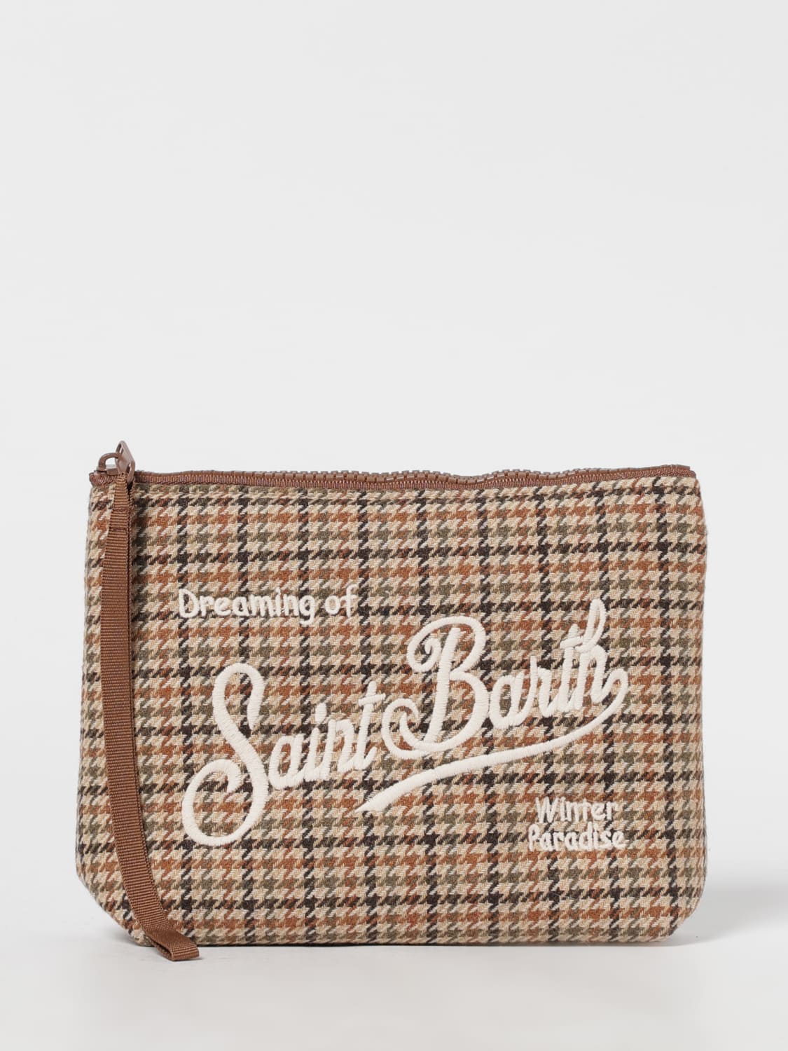 MC2 SAINT BARTH CAPPELLO: Set cappello + pochette Merry Saint Barth Christmas Mc2 Saint Barth in tessuto , Beige - Img 3