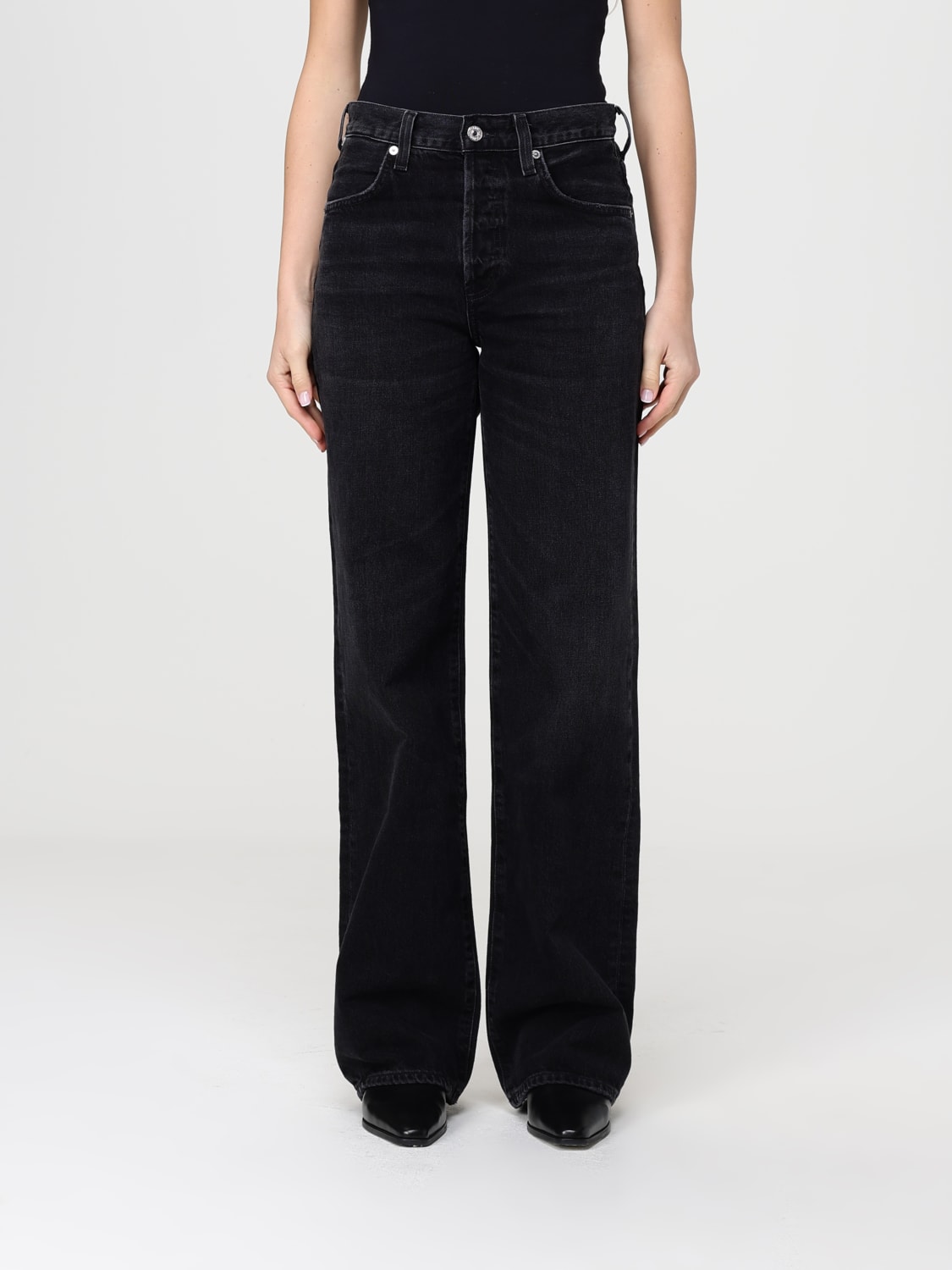 CITIZENS OF HUMANITY JEANS: Jeans wide-leg Citizens Of Humanity in denim , Nero - Img 1