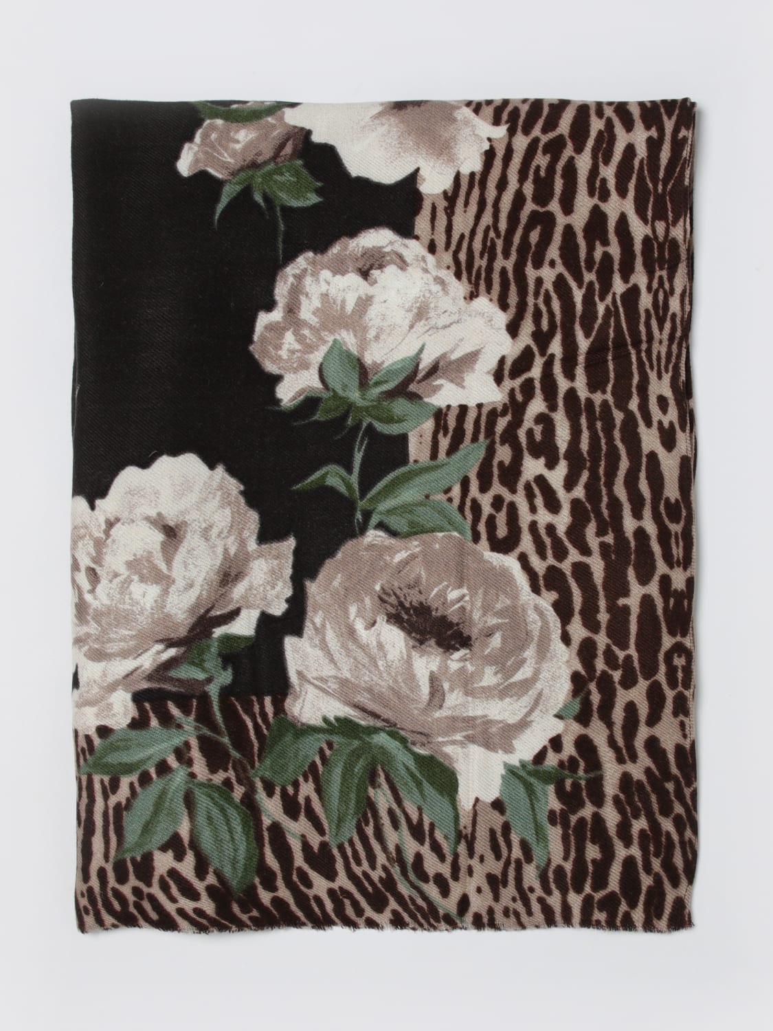 LIU JO SCIARPA: Stola in viscosa animalier floreale Liu Jo, Nero - Img 1