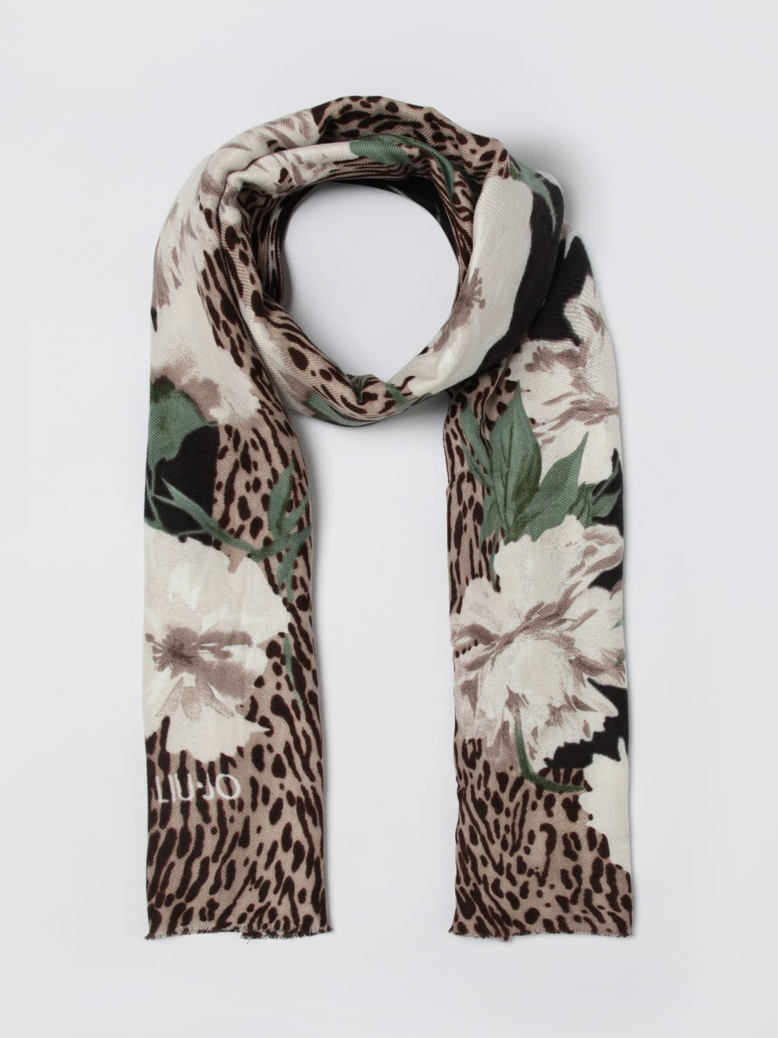 LIU JO SCIARPA: Stola in viscosa animalier floreale Liu Jo, Nero - Img 2